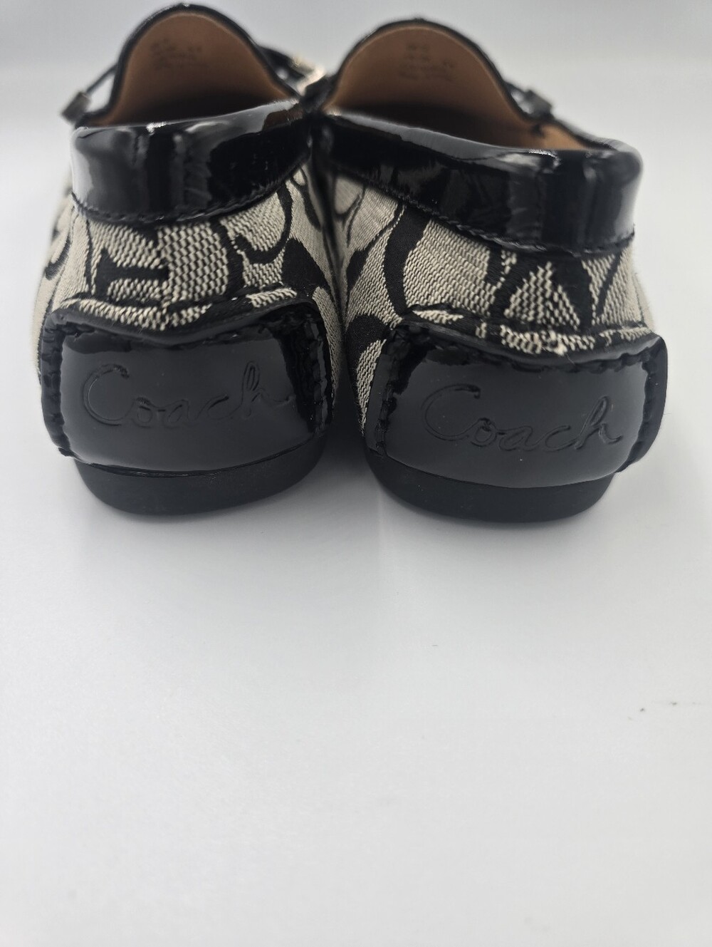 COACH Q672 Frida Signature Jacquard Black Grey Driver Loafers Women Size 6B EUC - Picture 5 of 10
